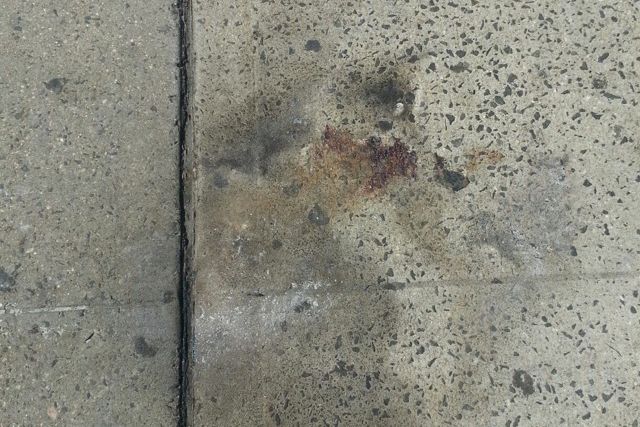 The sidewalk where the cat was burned alive